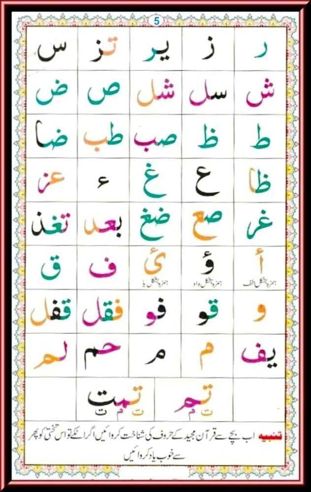 Noorani Qaida — Arabic letters with Damma vowel sign